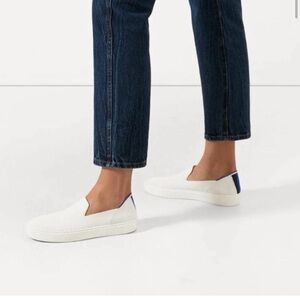 Rothy's The Original White Slip on Sneakers 9 w White Knit Fabric Low Top